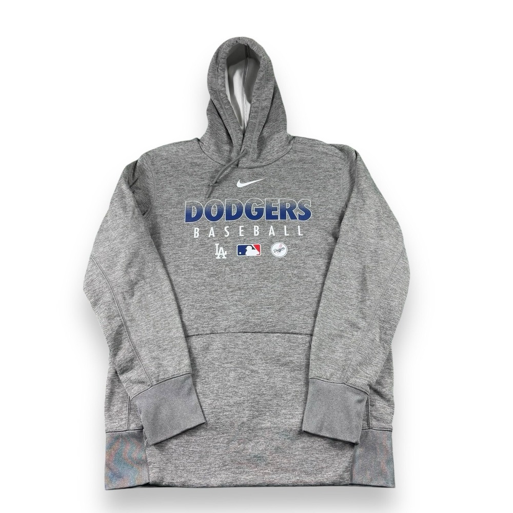 Nike MLB Authentic Collection LA Dodgers Gray Therma Performance Hoodie Mens M
